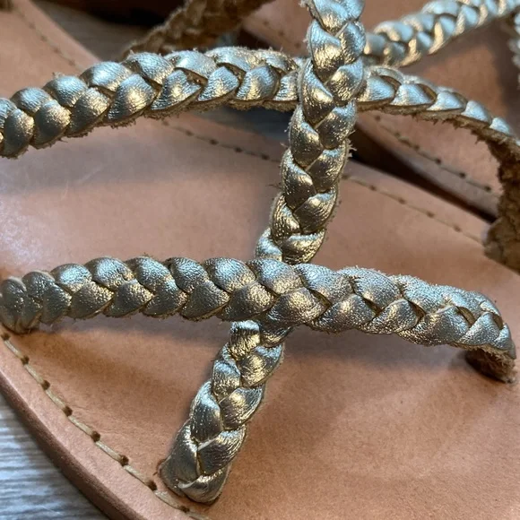 L*Space Hermosa braided sandals gold leather 39/9 - Picture 3 of 15